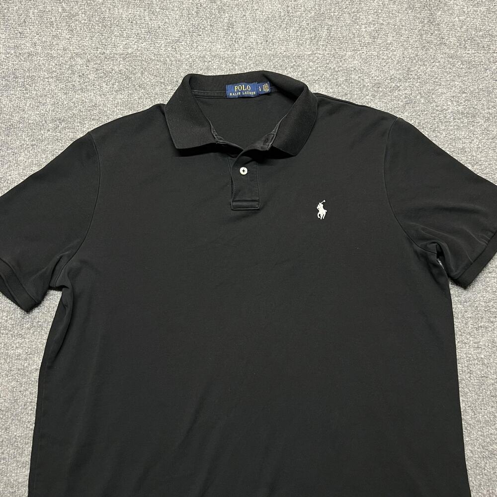 Polo Ralph Lauren Polo Shirt Mens Large Black Cotton Pony Logo Short Sleeve
